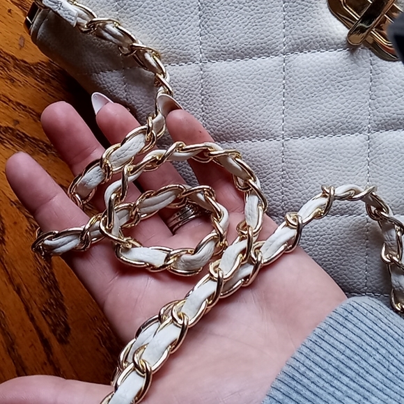 Steve madden white chain satchel crossbody handbag like new euc - Picture 7 of 8